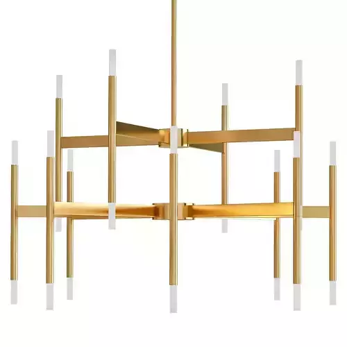 Wide Champagne Gold 24 Light LED Chandelier
