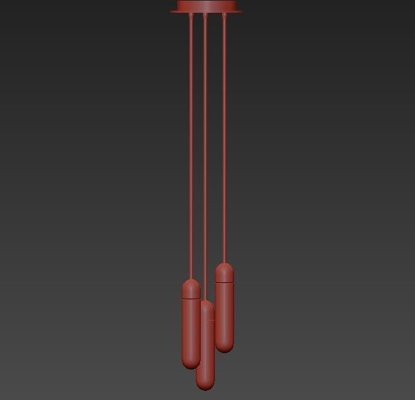 Champagne Gold LED Multi Light Pendant 3D model_3