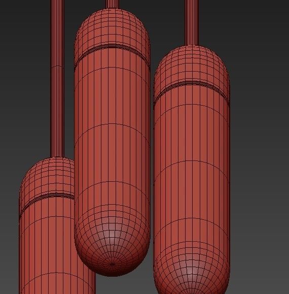 Champagne Gold LED Multi Light Pendant 3D model_4