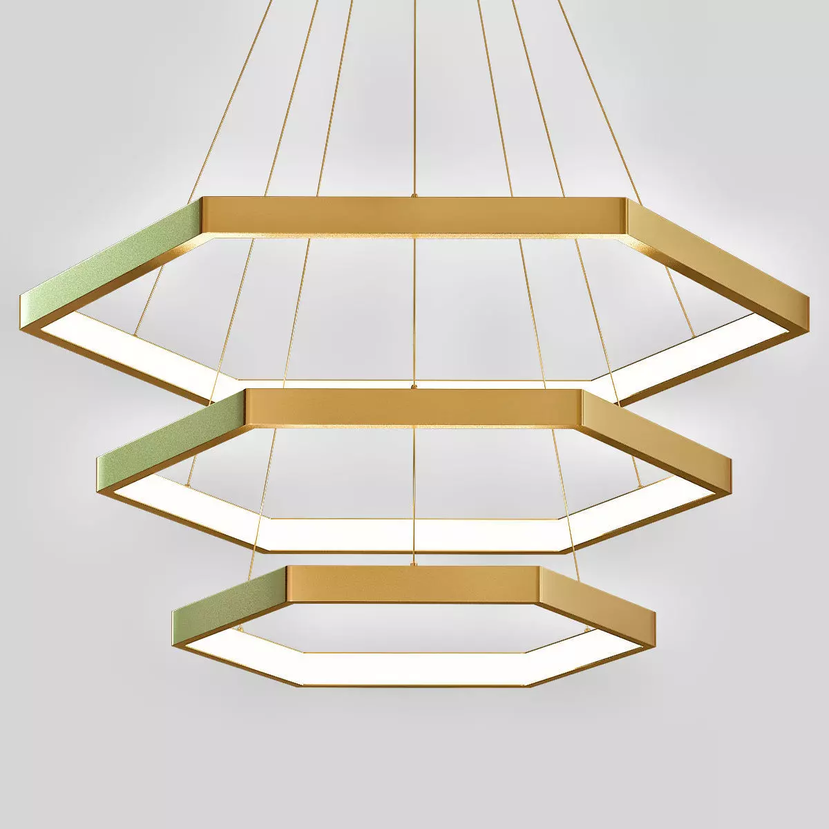 Brushed Champagne 3 Tier LED Pendant Light 3D model
