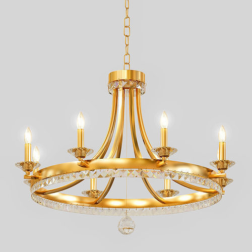 Wide Round 8 Light Chandelier 3D model