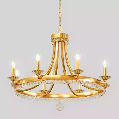 Wide Round 8 Light Chandelier