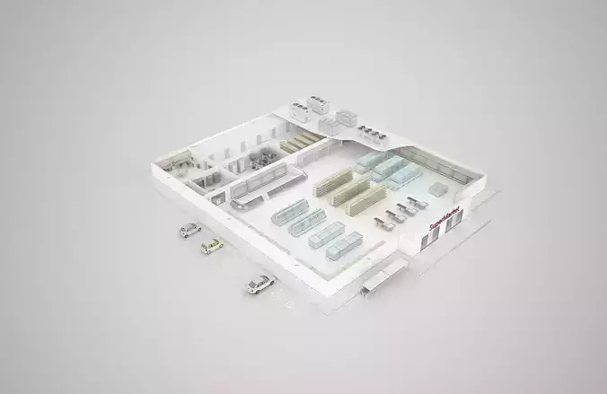 Supermarket hospital floor plan 3D model