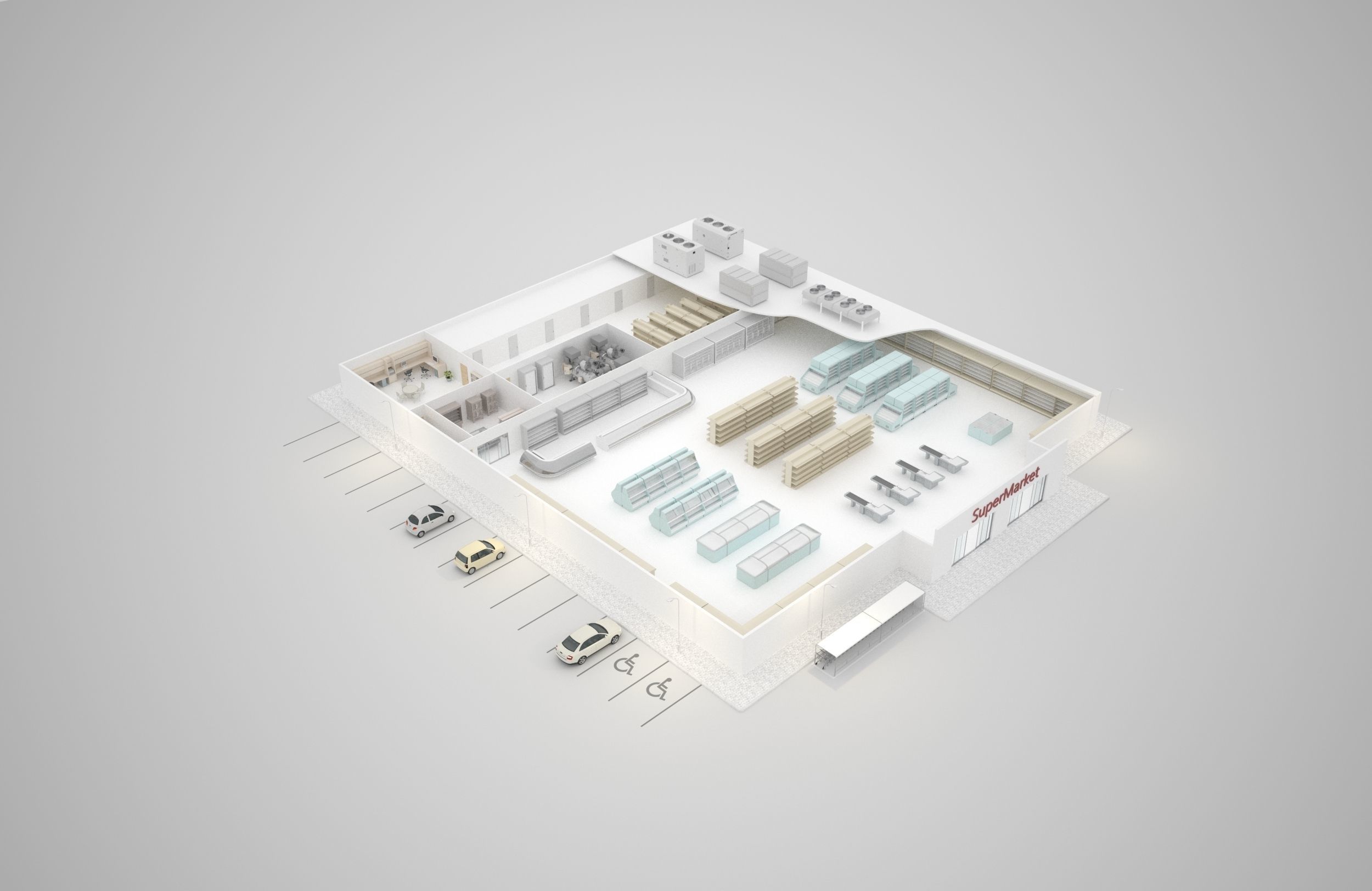 Supermarket hospital floor plan 3D model_2