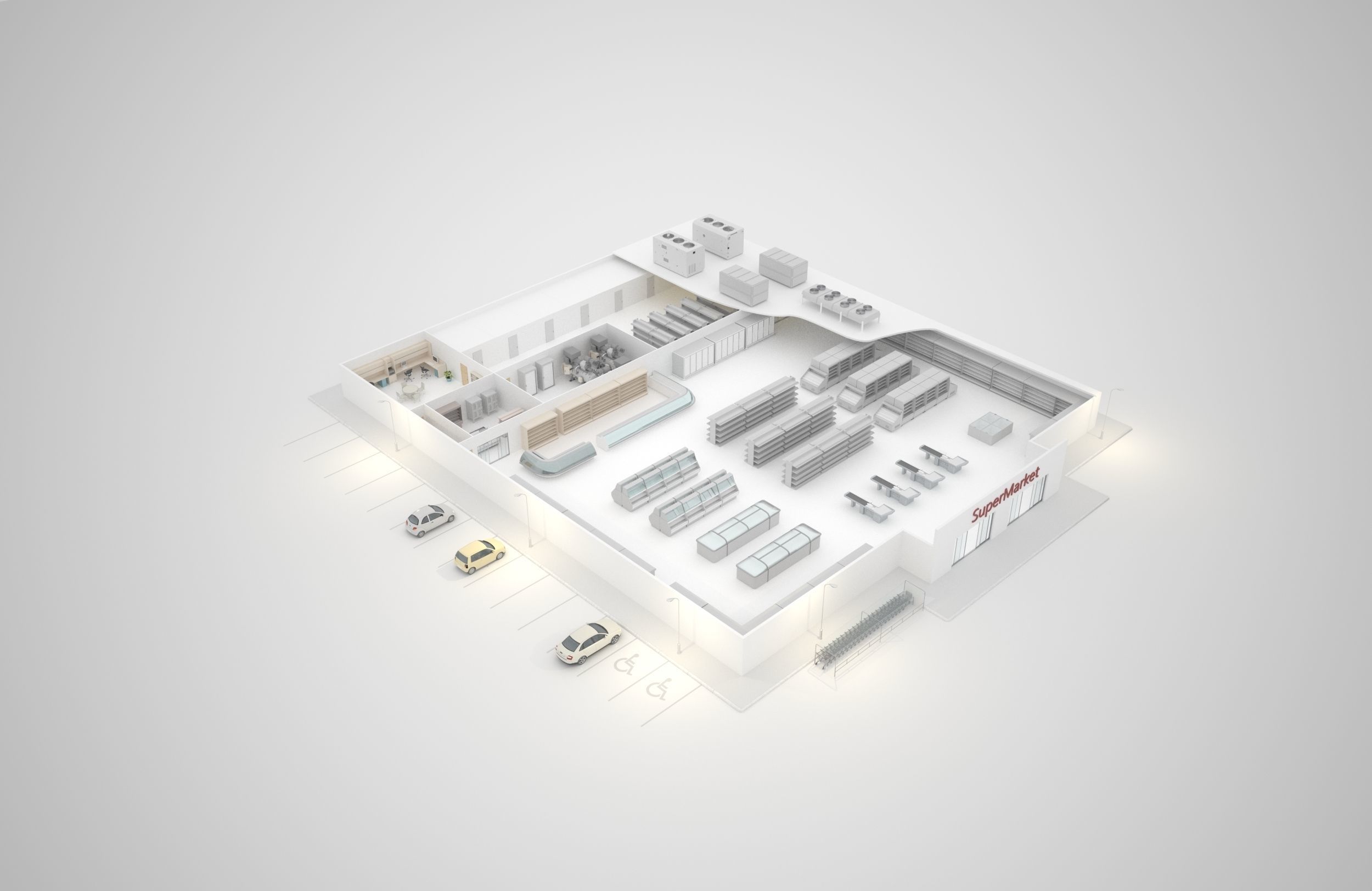 Supermarket hospital floor plan 3D model_4