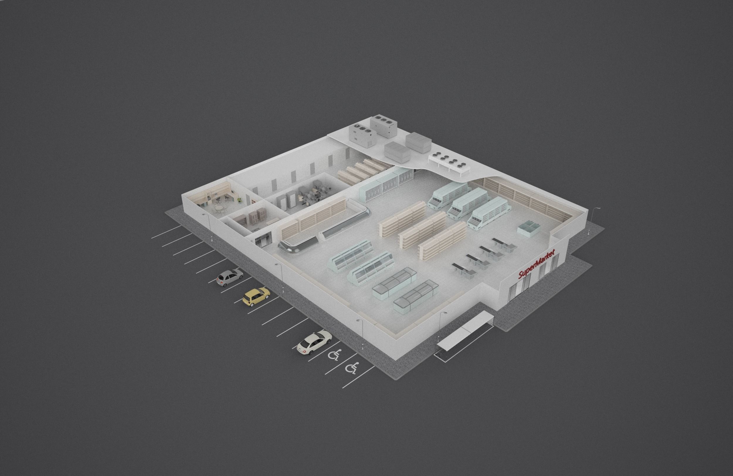 Supermarket hospital floor plan 3D model_3