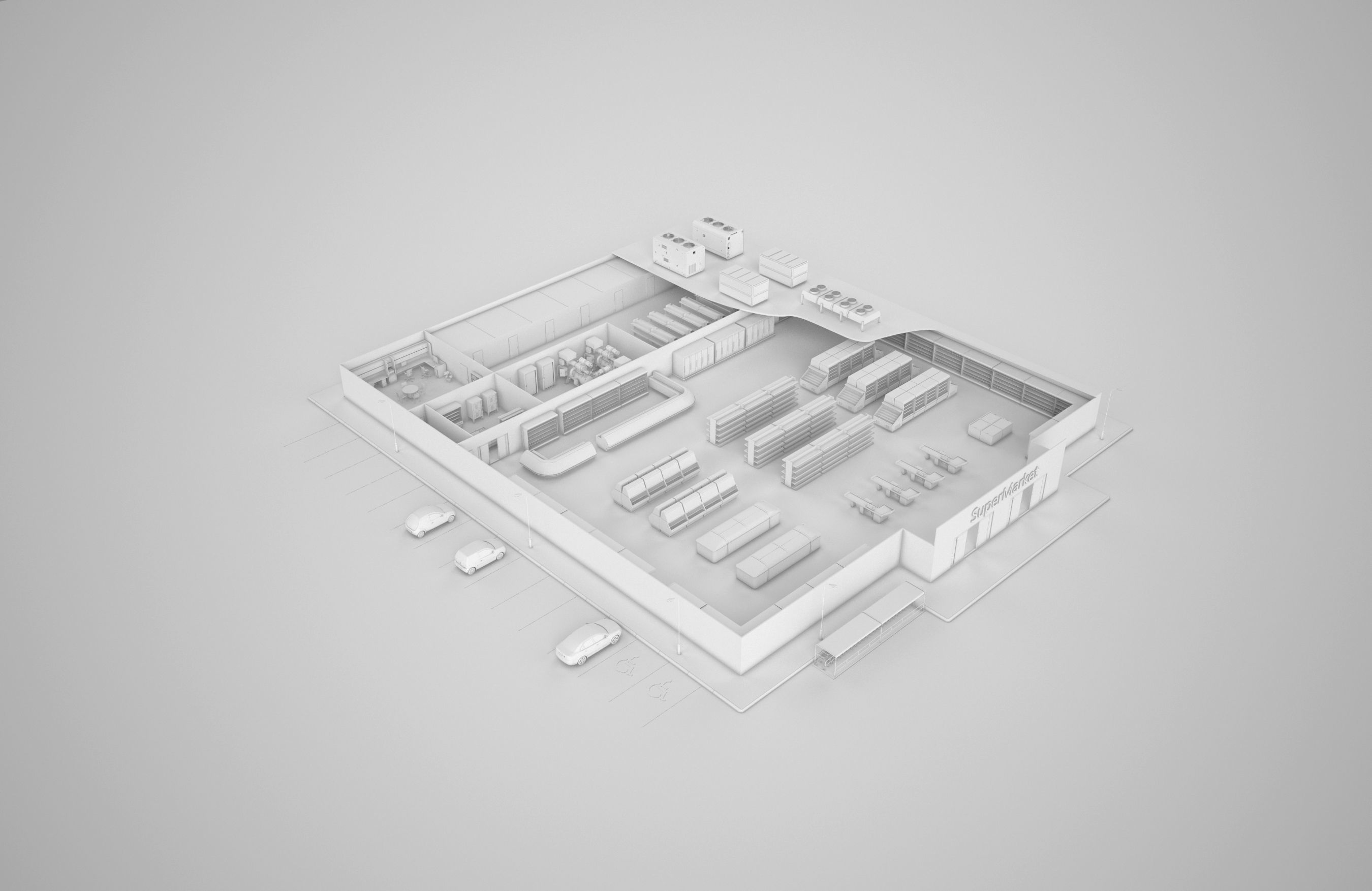 Supermarket hospital floor plan 3D model_5