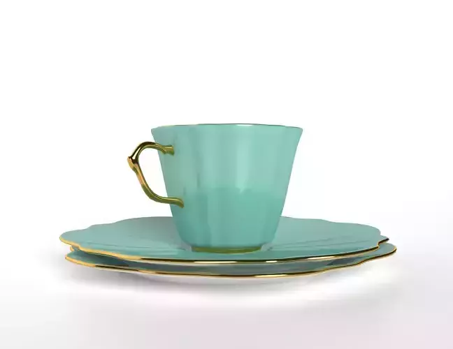 Mid-Century Coffee Cup with Dessert Plate