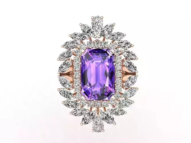 R00014 amethyst and diamond ring