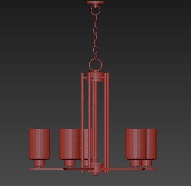 Modern Chandelier With White Glass 3D model_1