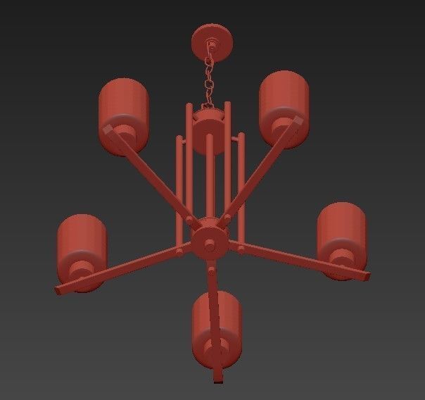 Modern Chandelier With White Glass 3D model_2