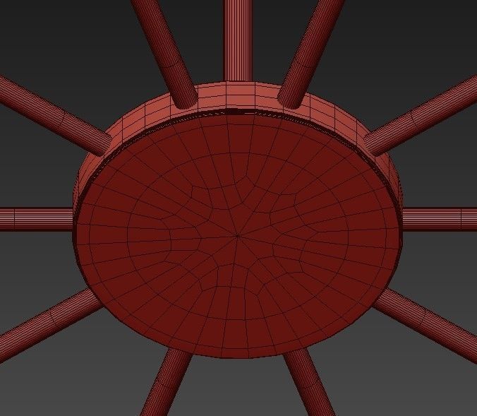 Wide Aged Brass LED Chandelier 3D model_5