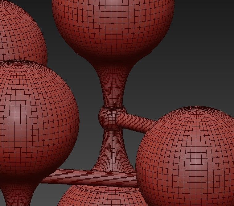 Wide Aged Brass LED Chandelier 3D model_7