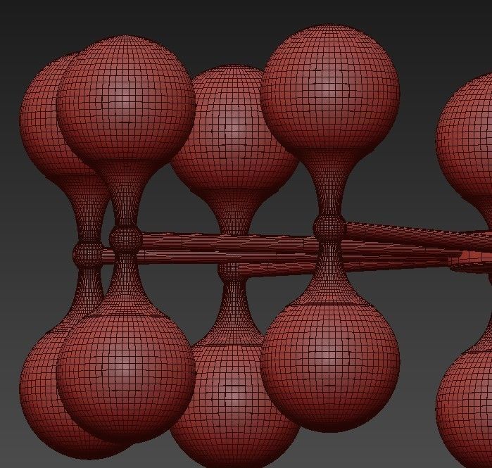 Wide Aged Brass LED Chandelier 3D model_8