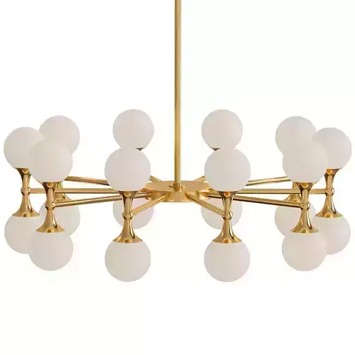 Wide Aged Brass LED Chandelier