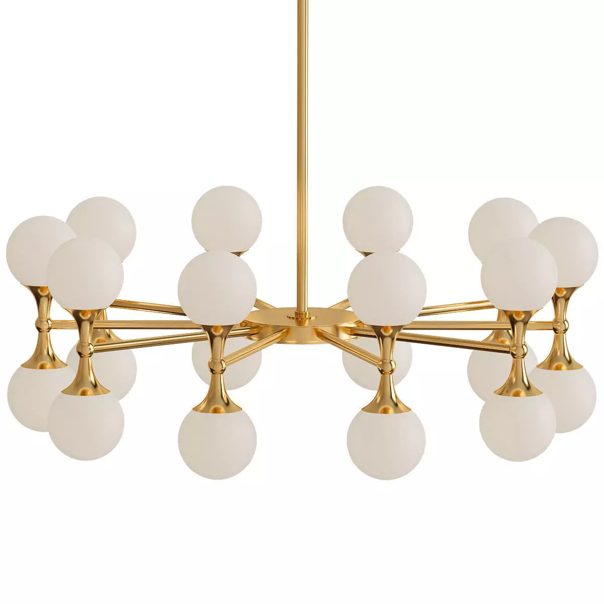 Wide Aged Brass LED Chandelier 3D model_0