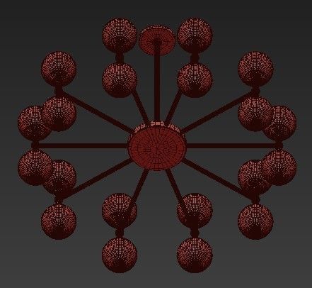 Wide Aged Brass LED Chandelier 3D model_3