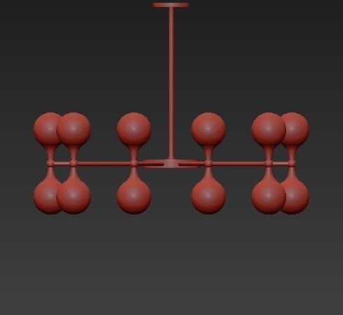 Wide Aged Brass LED Chandelier 3D model_1