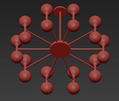 Wide Aged Brass LED Chandelier 3D model_2