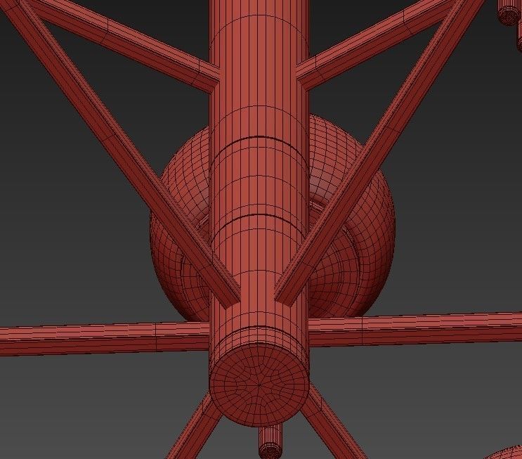 Wide Aged Brass 9 Light Chandelier 3D model_7