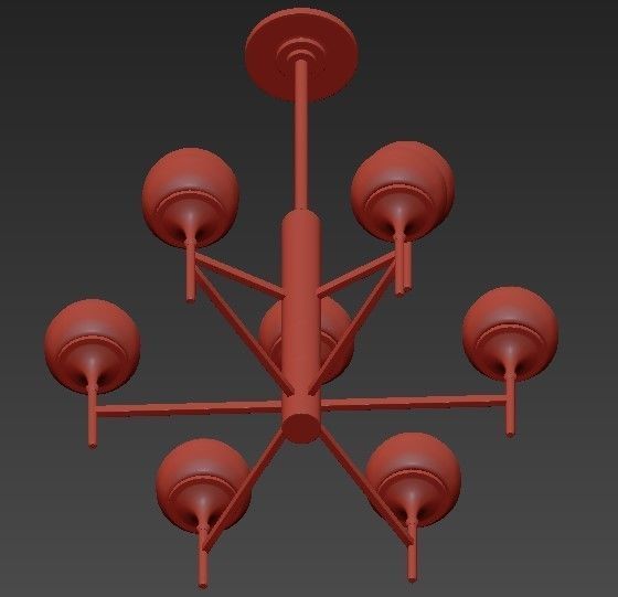 Wide Aged Brass 9 Light Chandelier 3D model_3