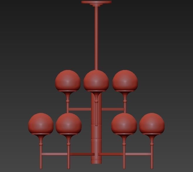 Wide Aged Brass 9 Light Chandelier 3D model_2