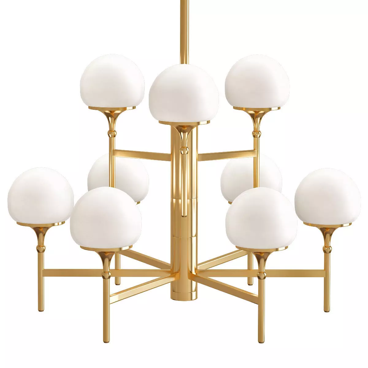 Wide Aged Brass 9 Light Chandelier 3D model_0