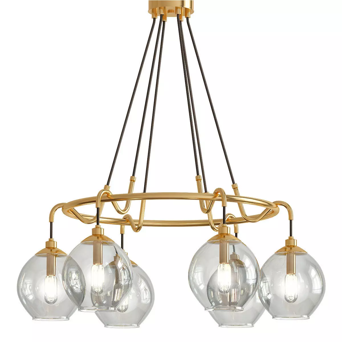 Quoizel Nostalgia 28W Weathered Brass 6 Light Chandelier 3D model_0