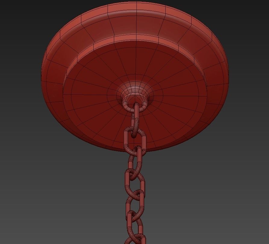 Wide Aged Brass Chandelier 3D model_4