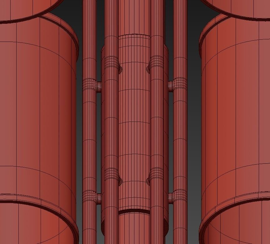 Wide Aged Brass Chandelier 3D model_7