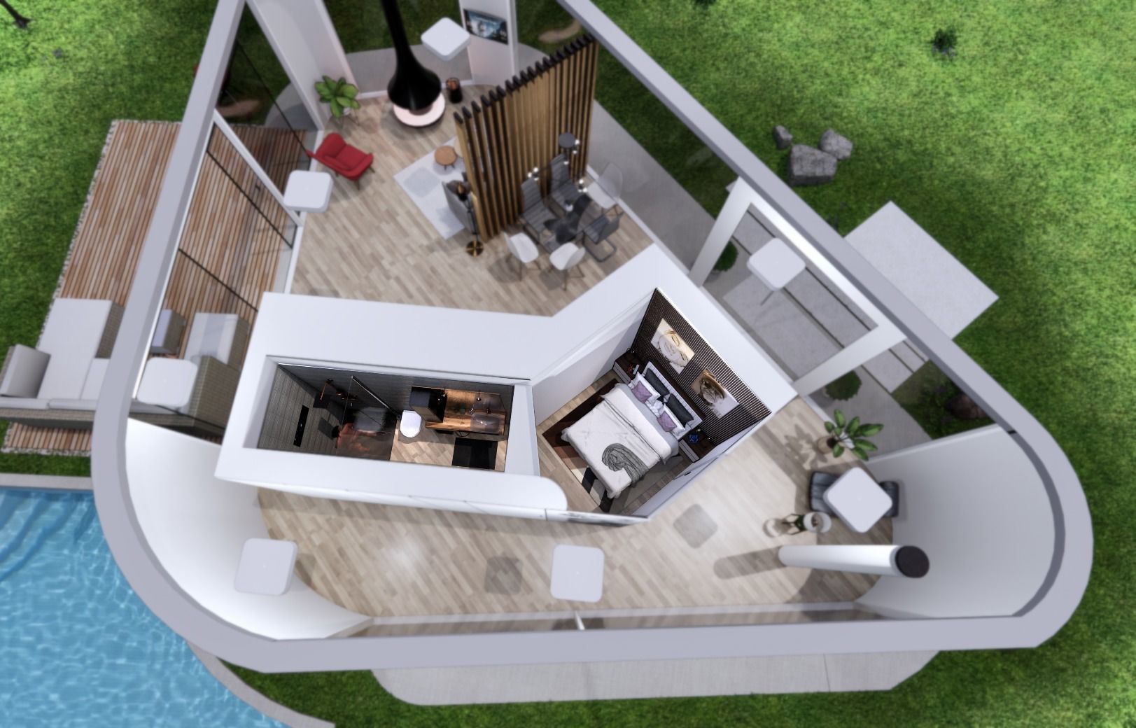 round glass house ZALA 3d model Low-poly 3D model_2