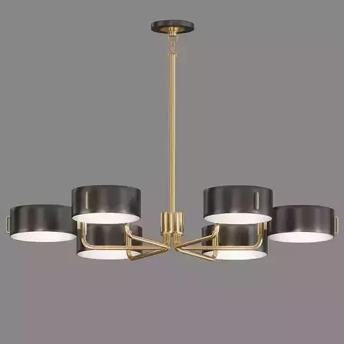 Robert Abbey Simon 37W Antique Brass 6 Light Chandelier