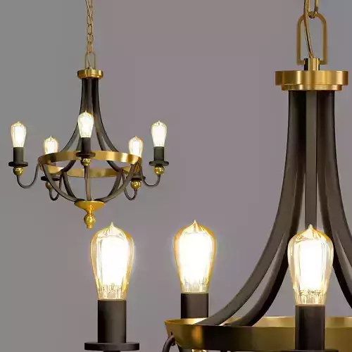 Safra 25 14W Bronze and Brushed Brass 5 Light Chandelier