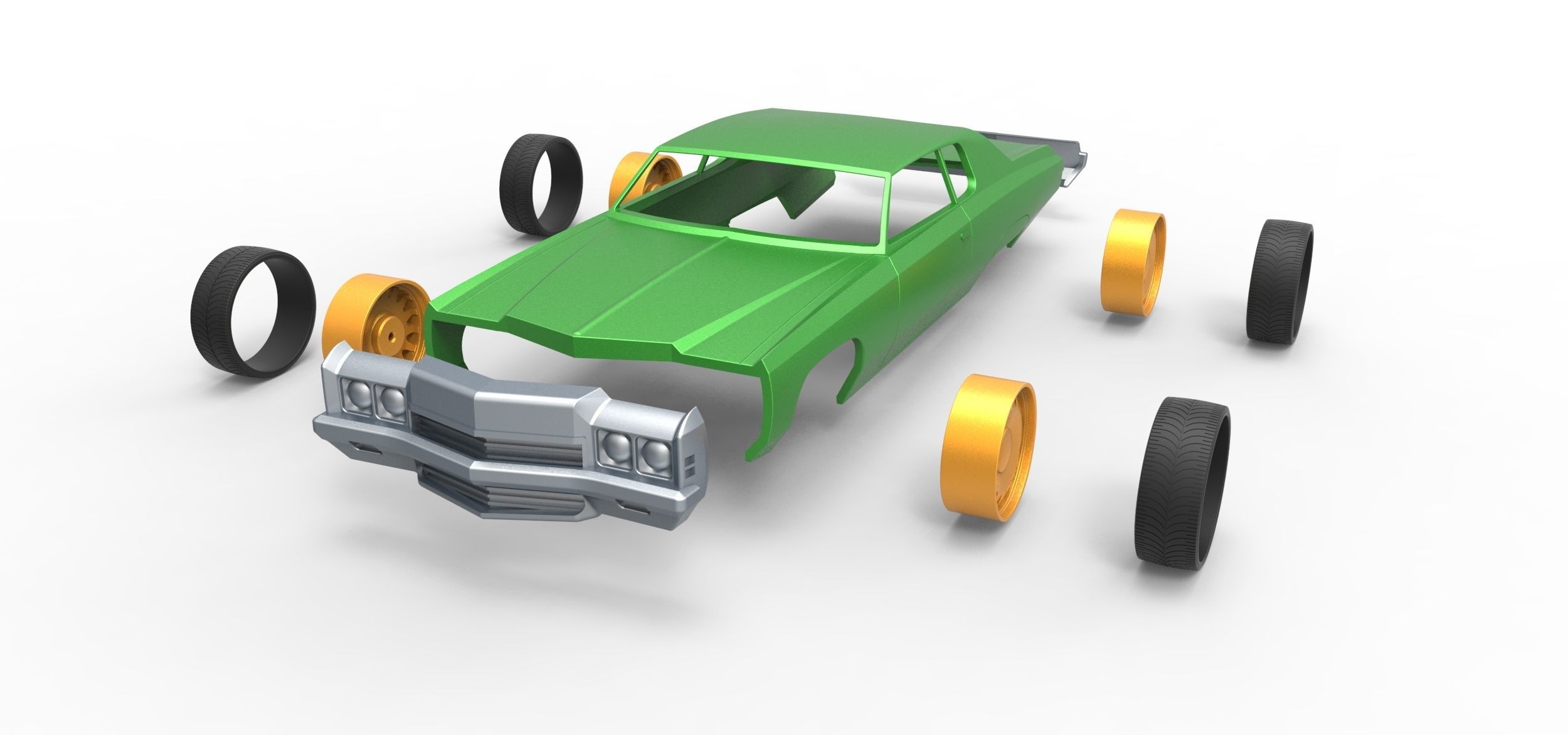 Shell and wheels Chevrolet Impala 1972 Scale 1 to 24 3D print model_16
