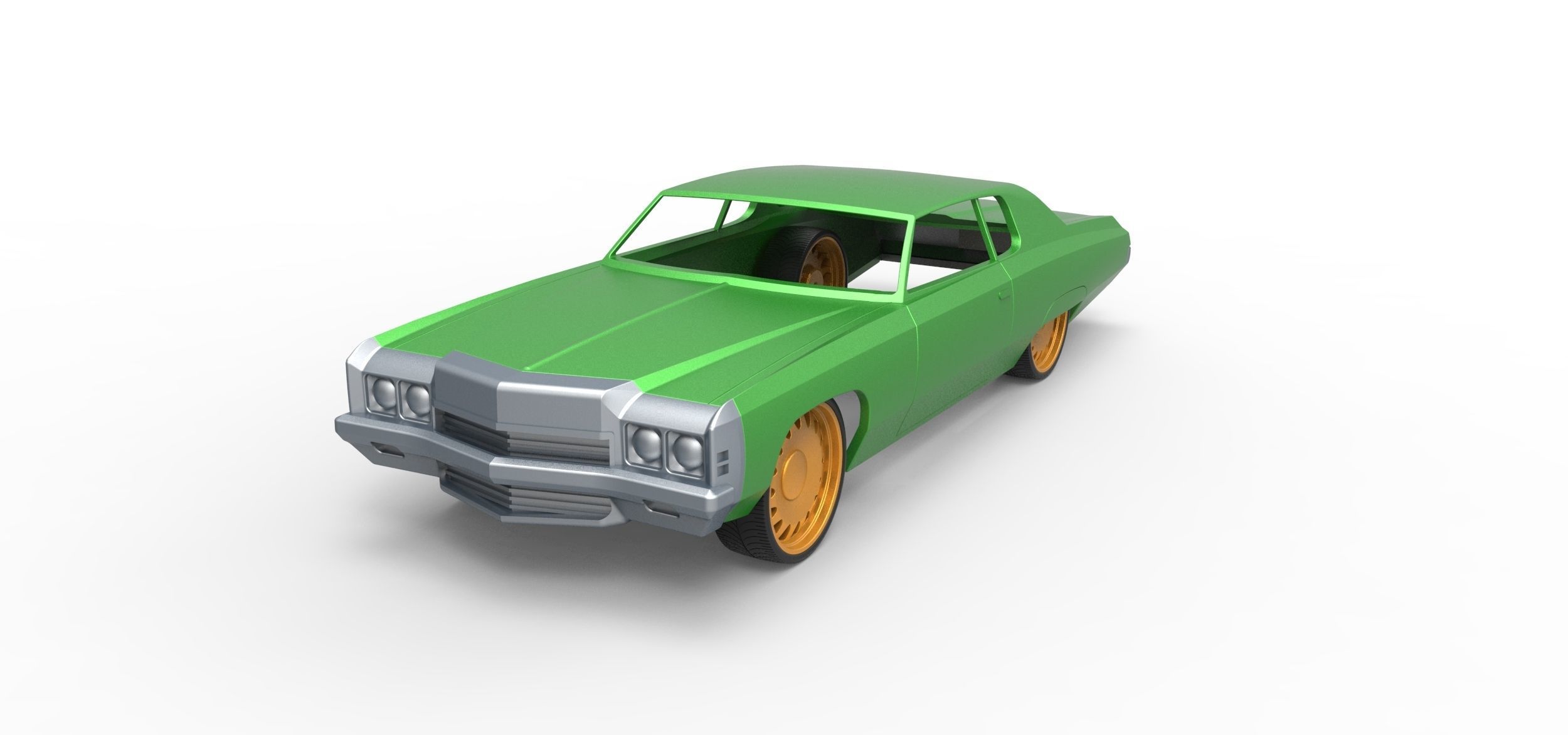 Shell and wheels Chevrolet Impala 1972 Scale 1 to 24 3D print model_2