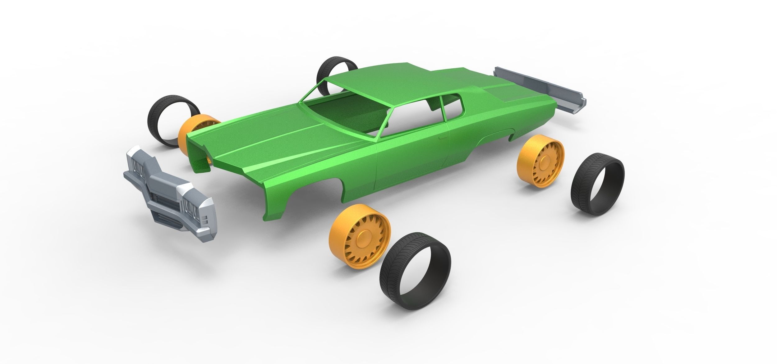 Shell and wheels Chevrolet Impala 1972 Scale 1 to 24 3D print model_15