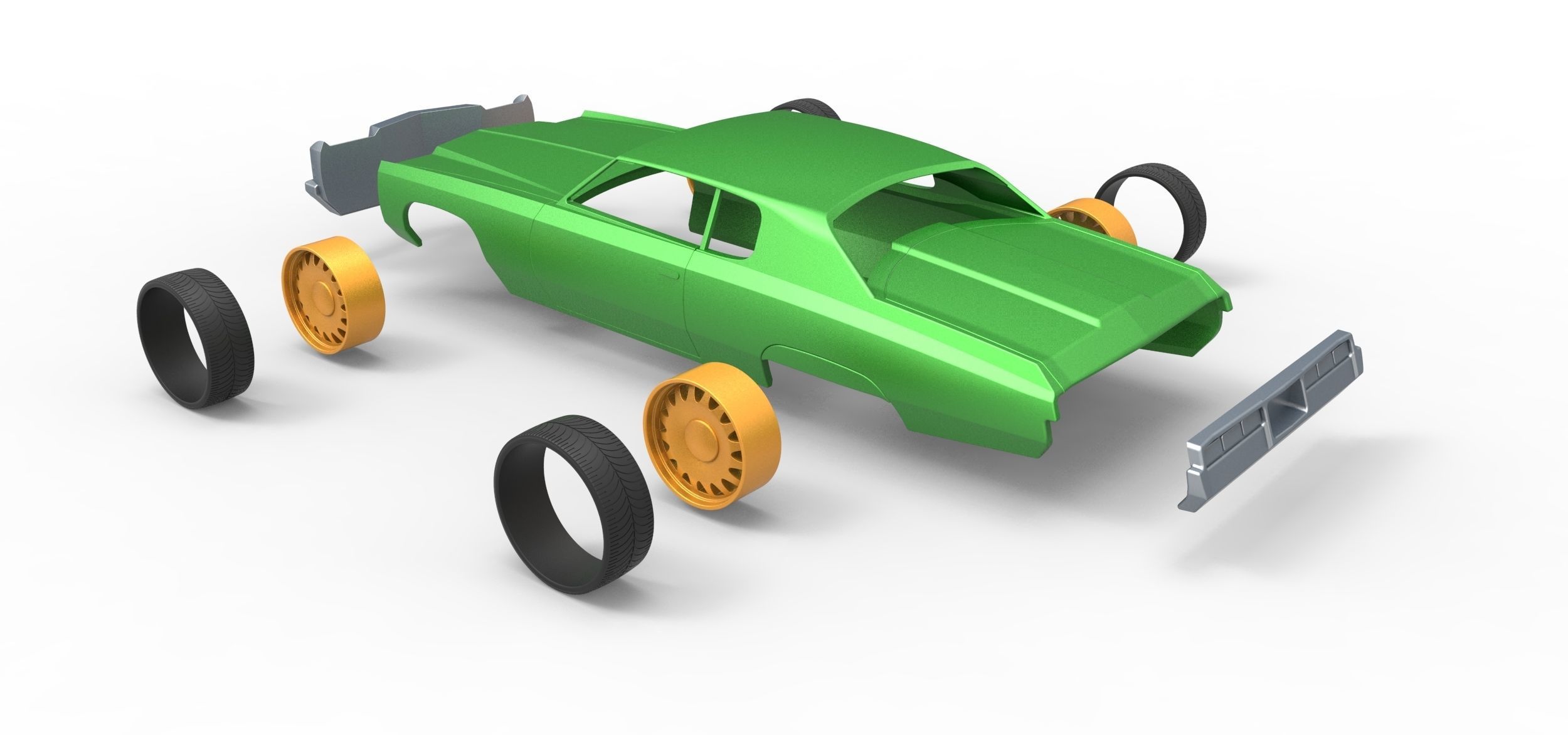 Shell and wheels Chevrolet Impala 1972 Scale 1 to 24 3D print model_17