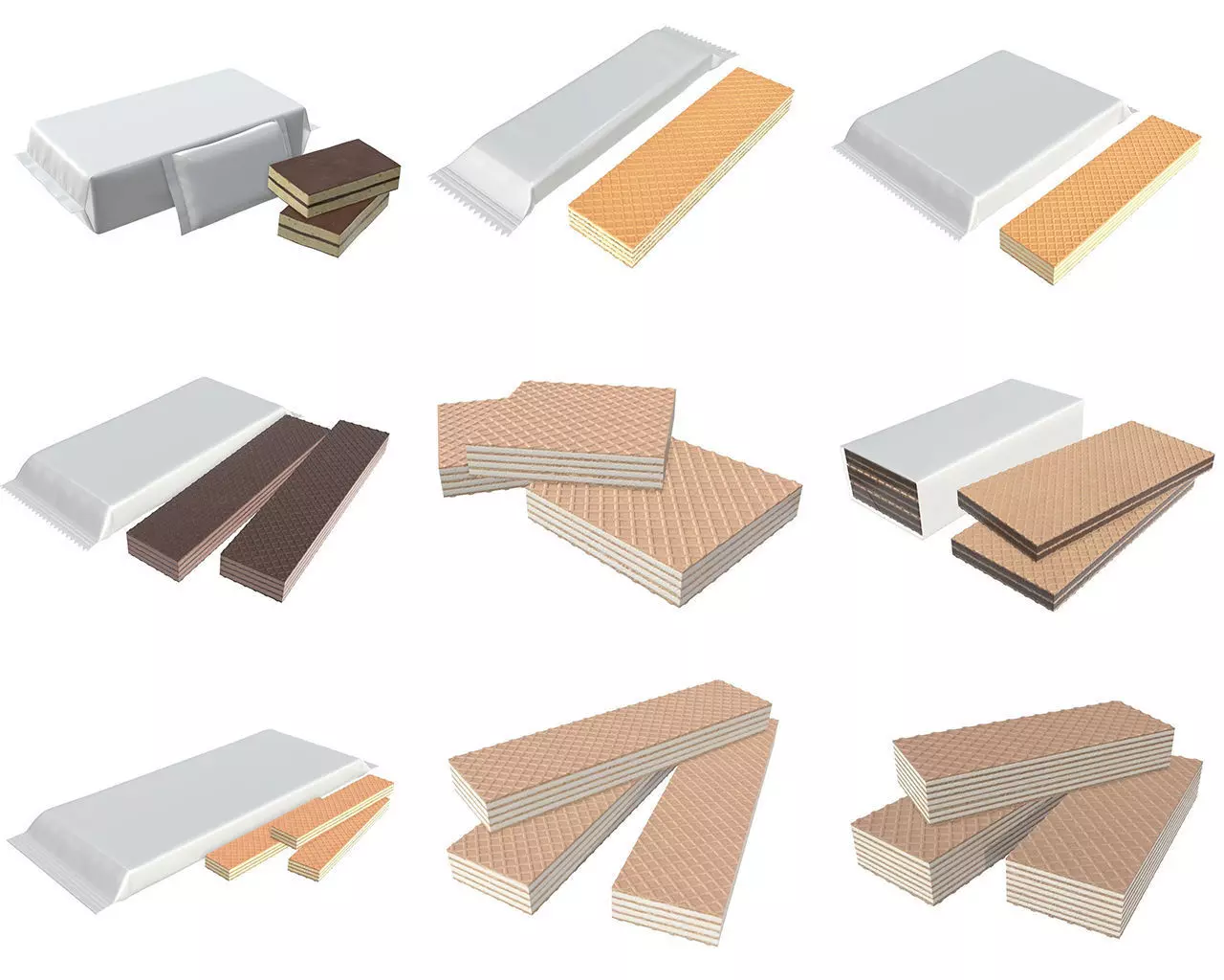 Waffle packaged 3D Model Collection_0