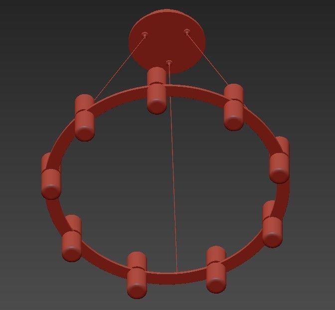 Chrome Marzano 9 Light LED Wagon Wheel Chandelier 3D model_2