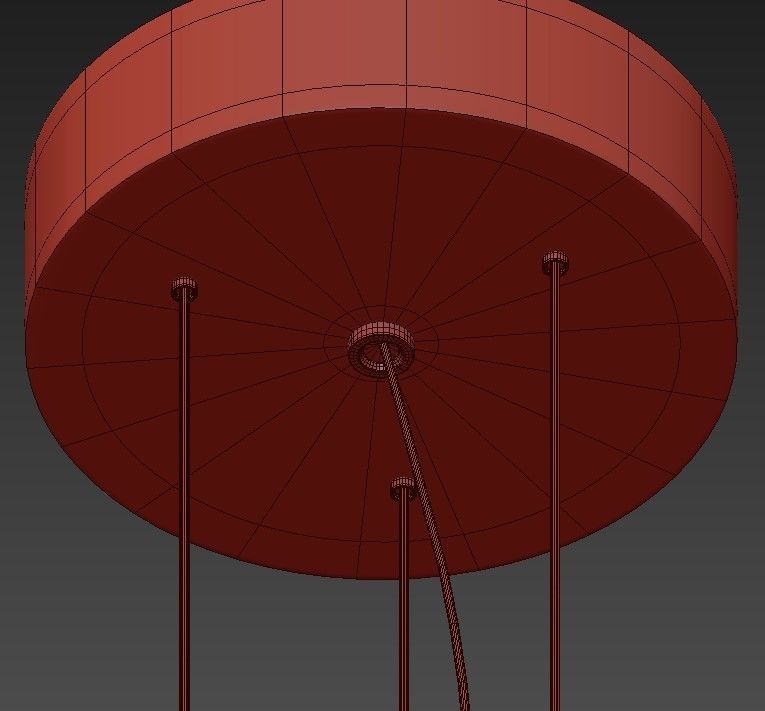 Wide LED Drum Chandelier 3D model_4