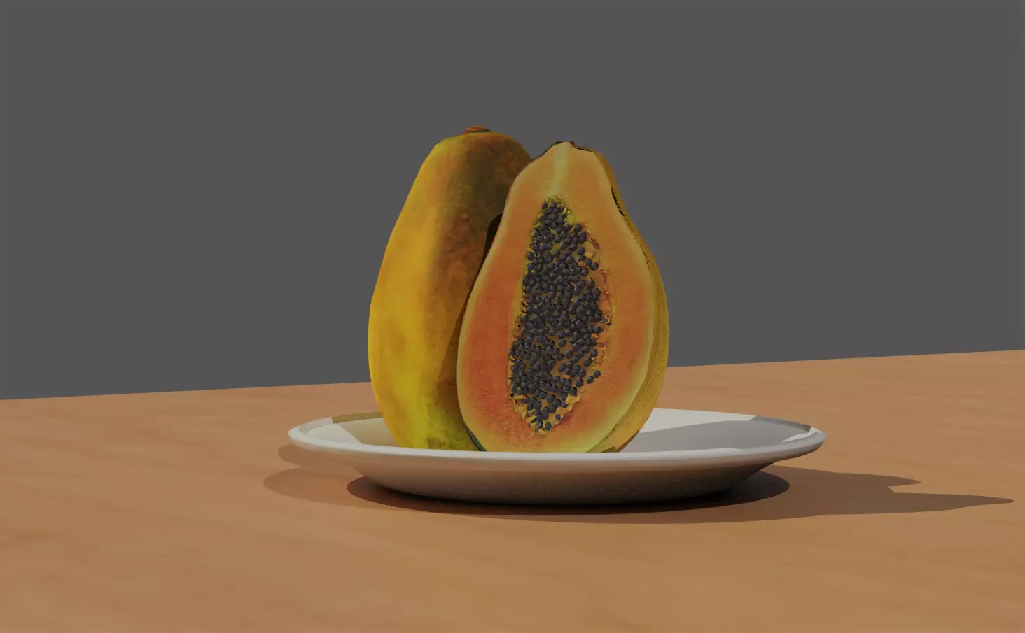 Papaya on plate 3D model_0