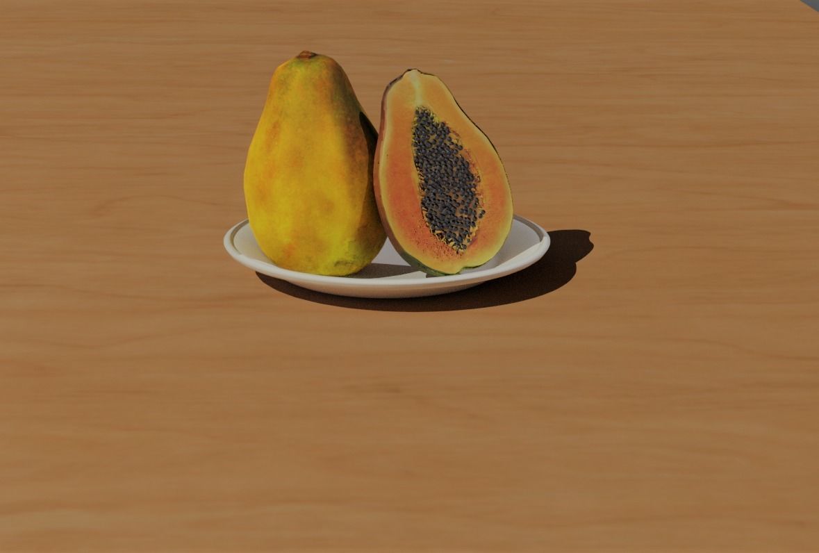 Papaya on plate 3D model_1