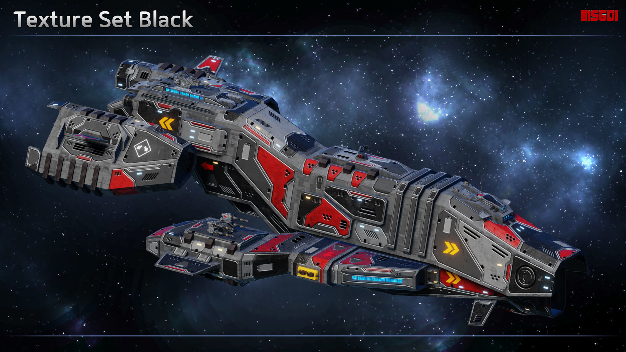 Spaceship Corsair Frigate Low-poly 3D model_5