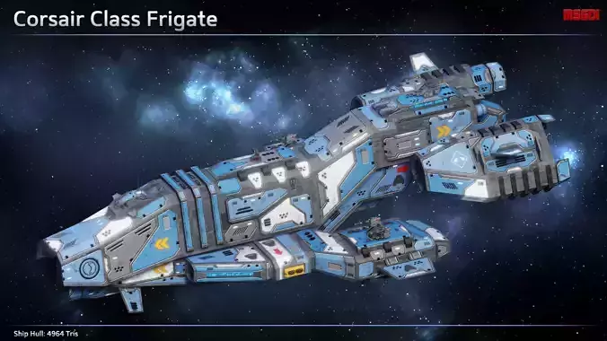 Spaceship Corsair Frigate Low-poly 3D model