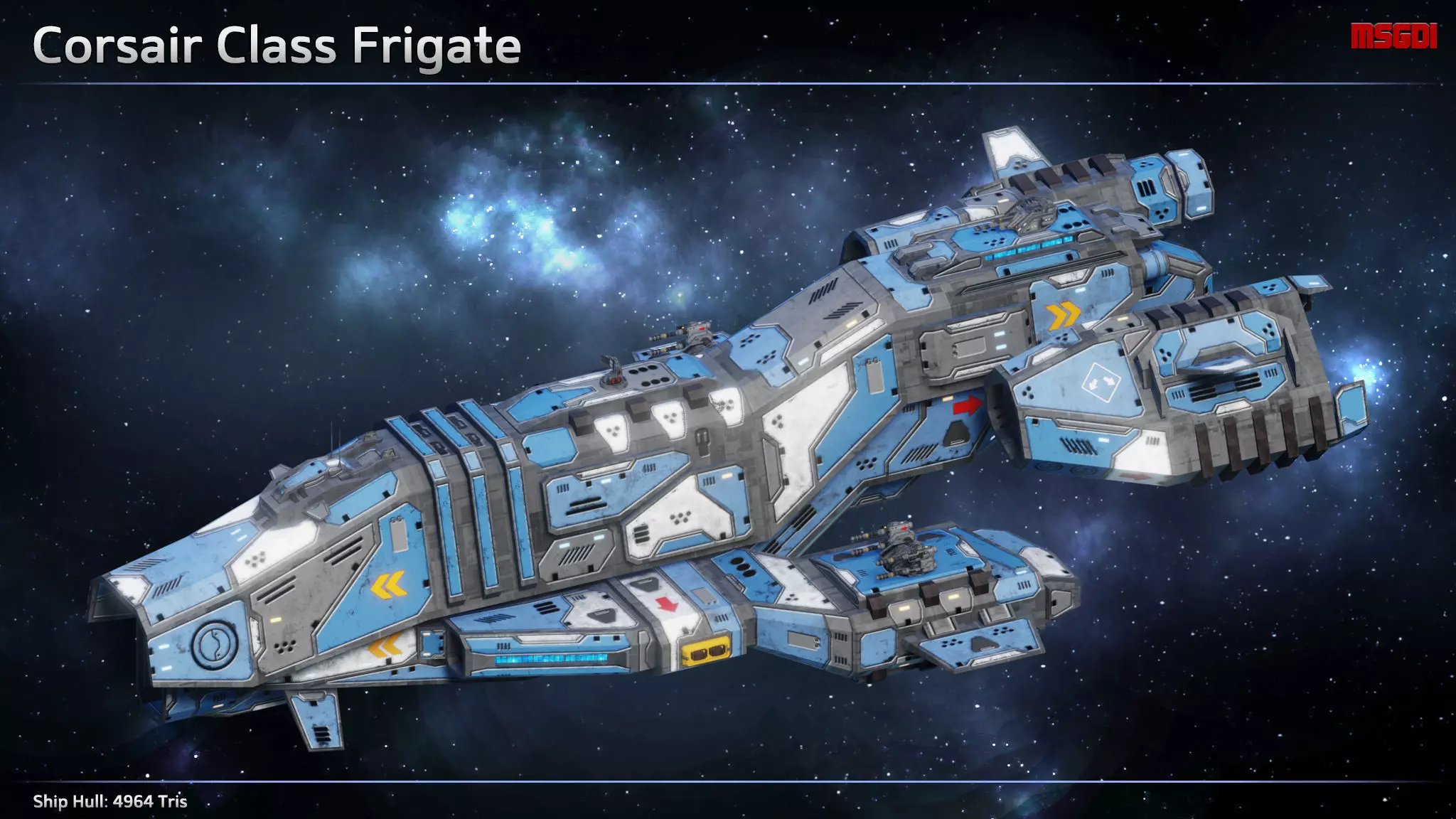 Spaceship Corsair Frigate Low-poly 3D model_0