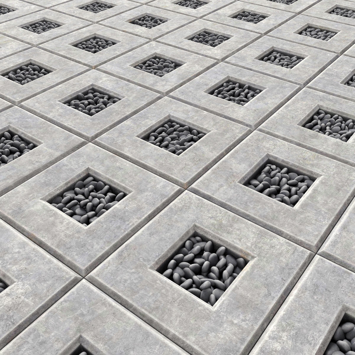 Area slabs smooth pebble 3D model_2