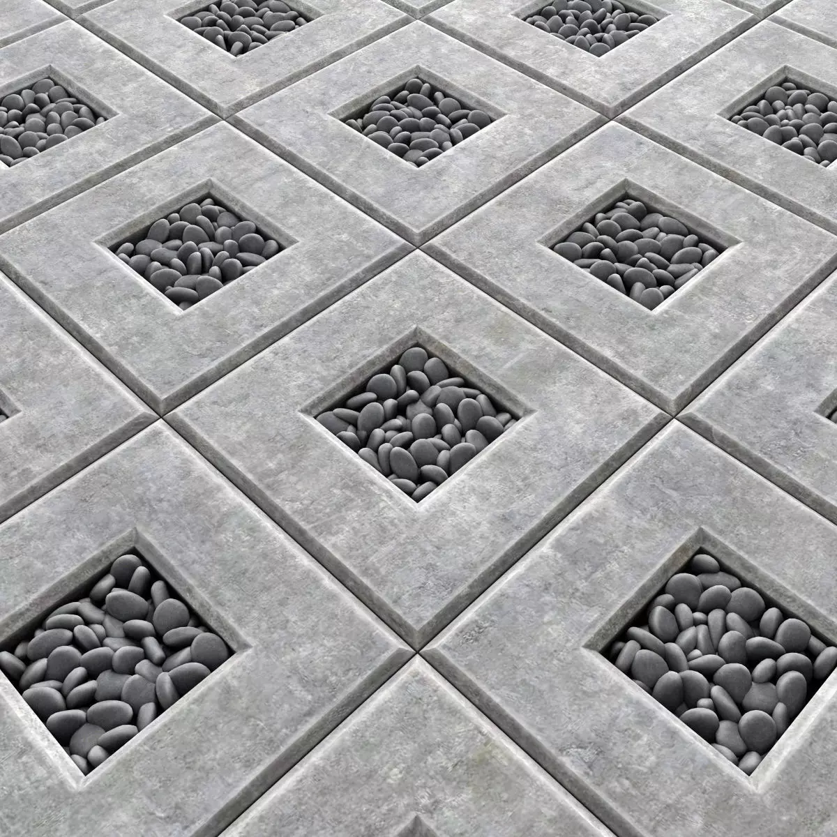 Area slabs smooth pebble 3D model_0