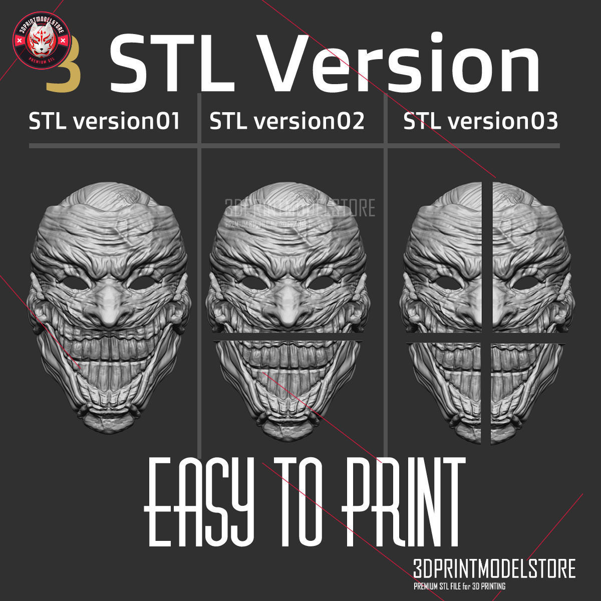 Joker DEATH OF THE FAMILY Mask - Clown Halloween Cosplay Helmet 3D print model_3