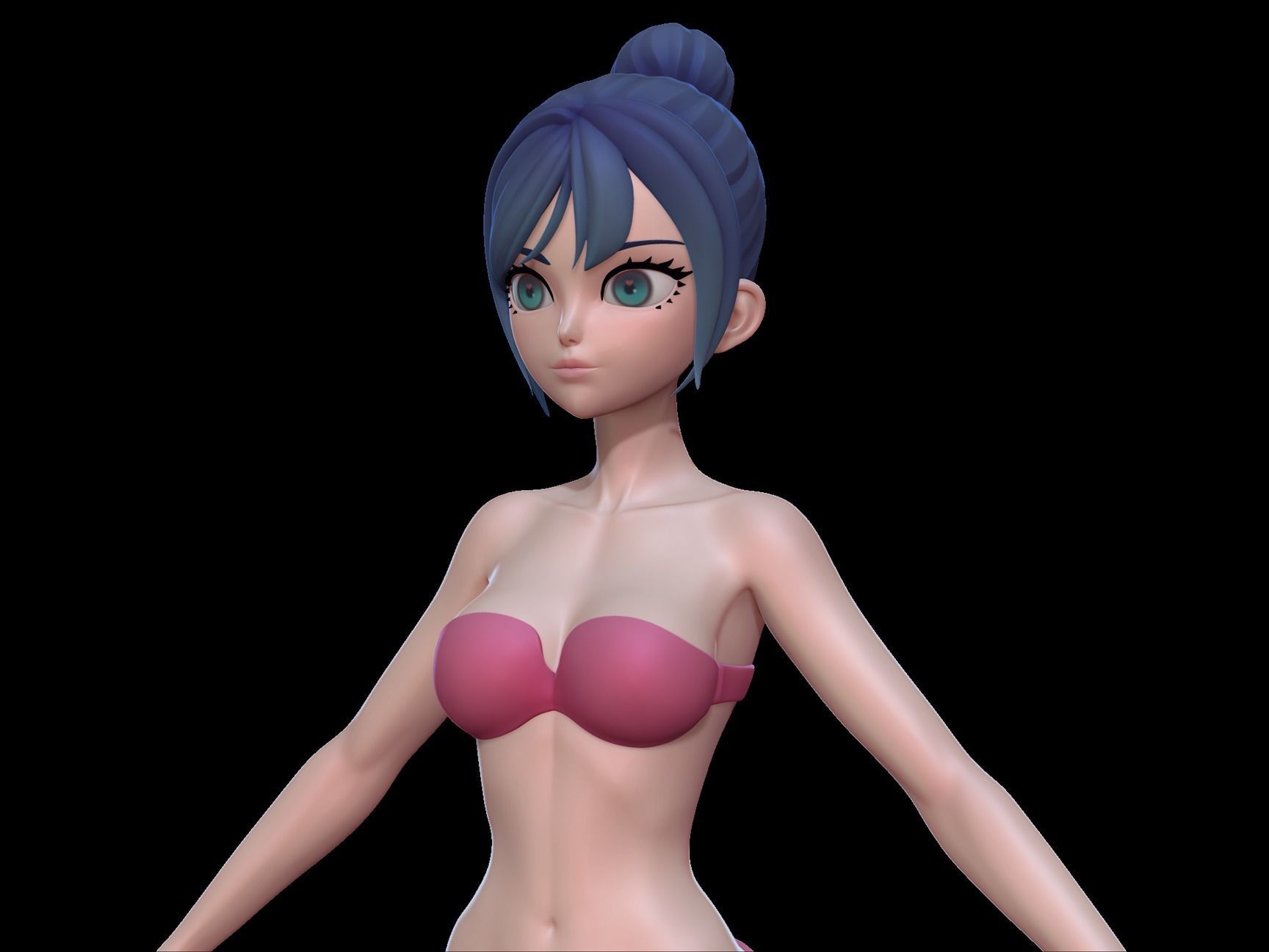 Anime Girl BaseMesh  3D model_9