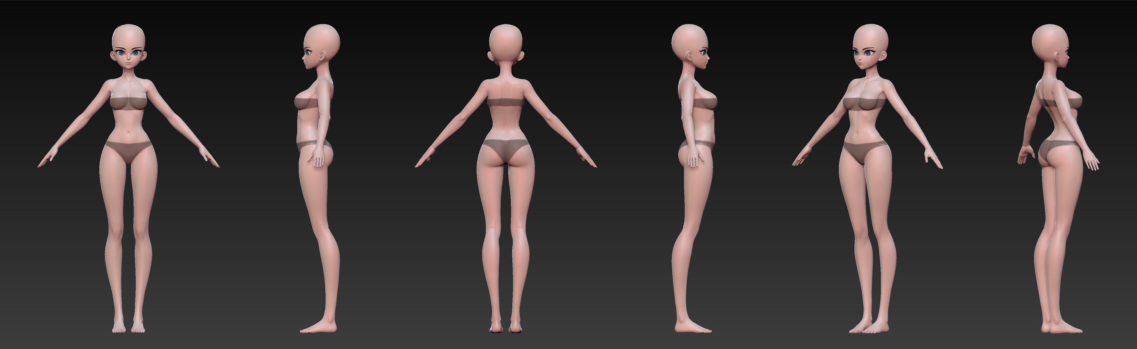 Anime Girl BaseMesh  3D model_3